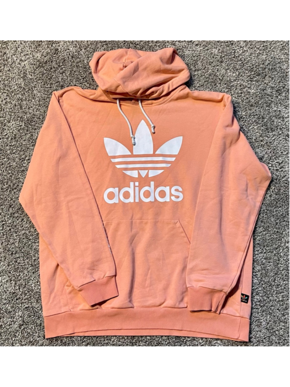 Adidas Pharrell Williams Peach XL Hoodie with White Logo, EUC
